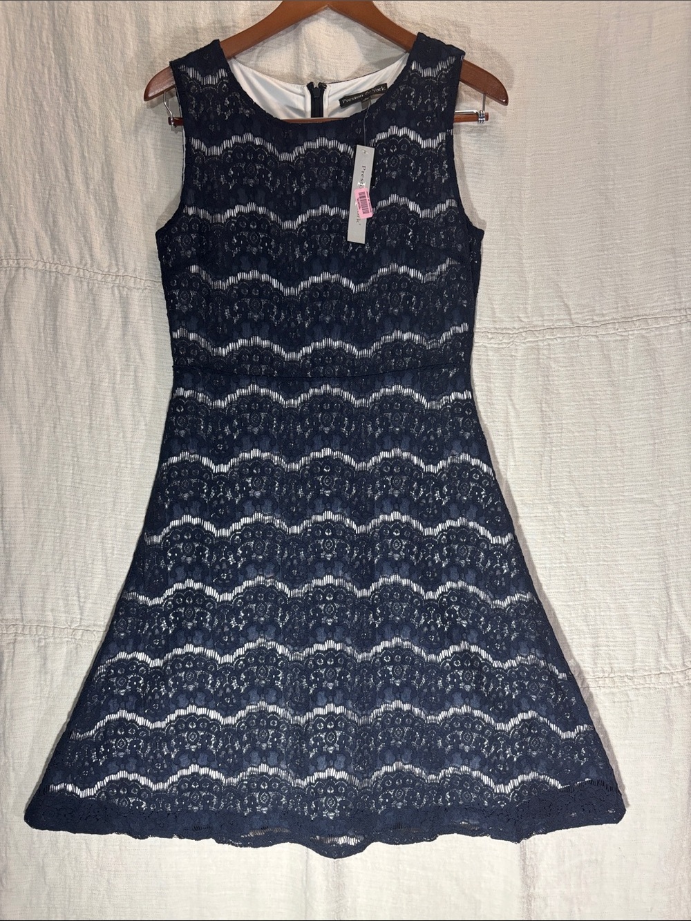 Preston & York Navy Lace Mini with White Lining